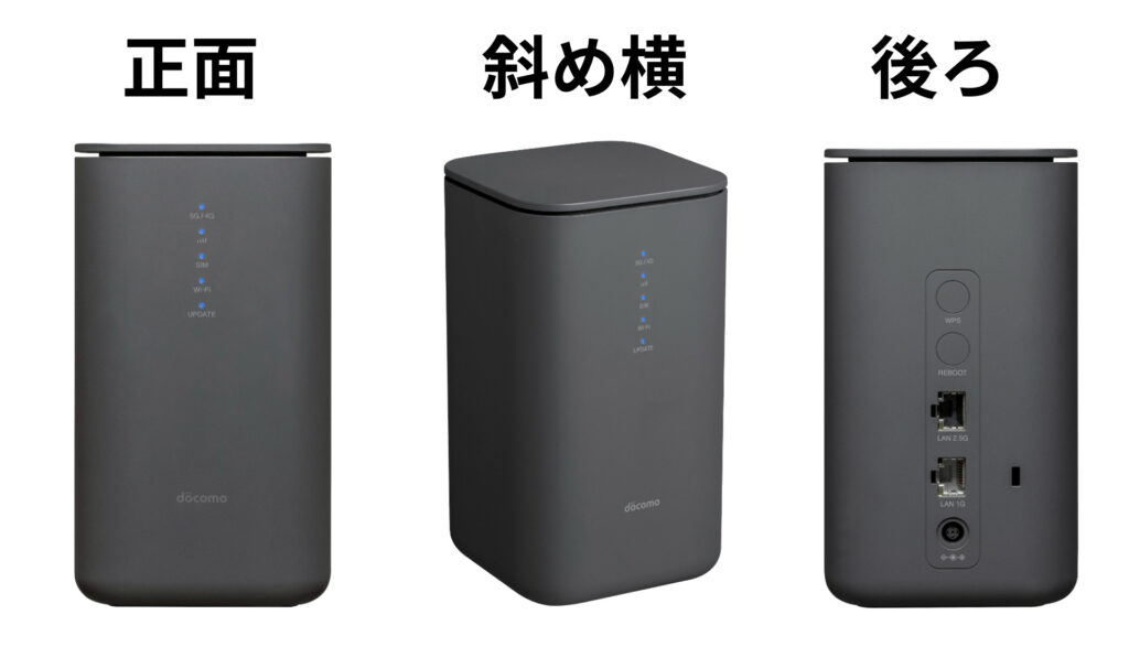 home 5G 正面、横、後ろから見た画像